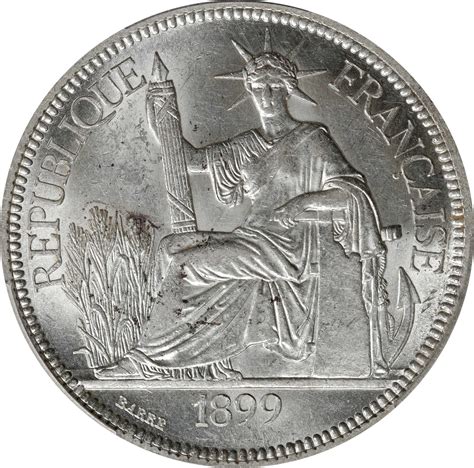 1899 A年坐洋一圆银币巴黎造币厂FRENCH INDO CHINA Piastre 1899 A Paris Mint