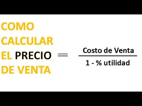 Calculo Del Precio De Venta De Un Producto Excel Youtube