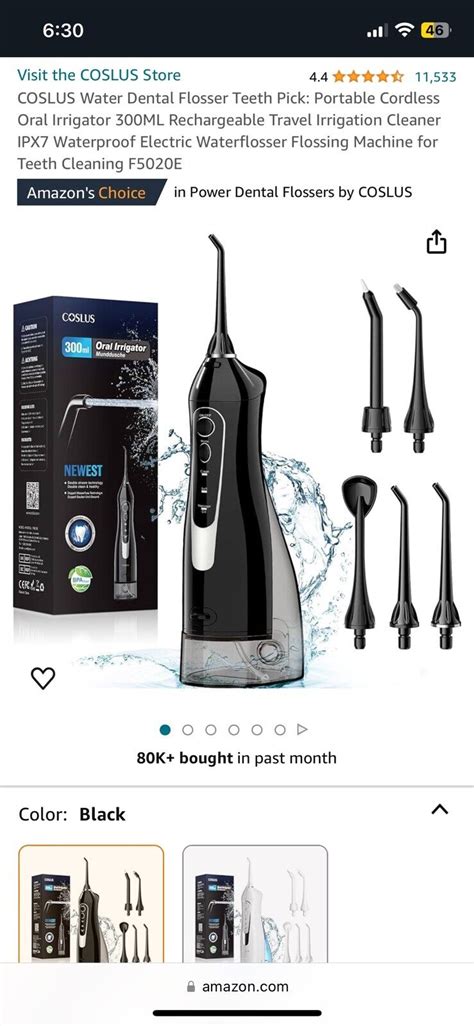 Coslus Water Dental Flosser Teeth Pick Portable Cordless Oral