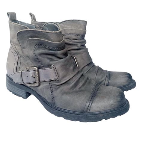 Earth Shoes Earth Jericho Moto Slouchy Dark Gray Leather Ankle