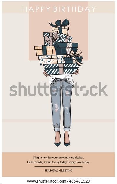 Happy Birthday Card Beige Natural Nude Stock Vector Royalty Free Shutterstock