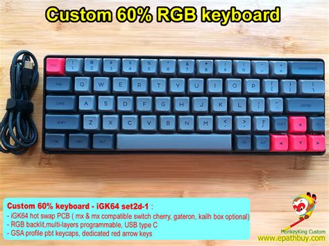 Custom Mechanical Keyboard Keys Hot Swap Pcb Rgb Backlit Pbt Keycaps