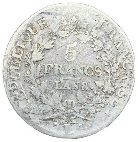 5 Francs Union Et Force An 8L Argent