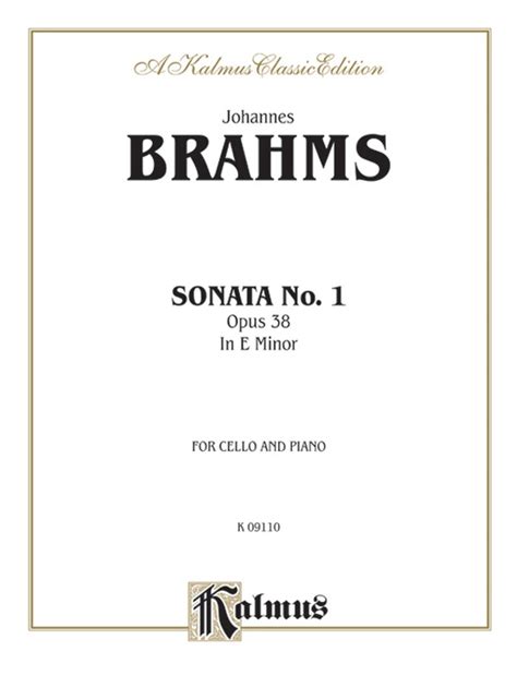 Brahms Sonata No In E Minor Op Cello Book Johannes Brahms