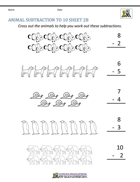 Kindergarten Subtraction Worksheets Free Printable