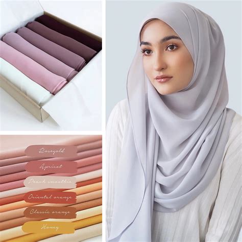 Muslim Bubble Chiffon Hijab Scarf Women Solid Color Soft Long Shawls