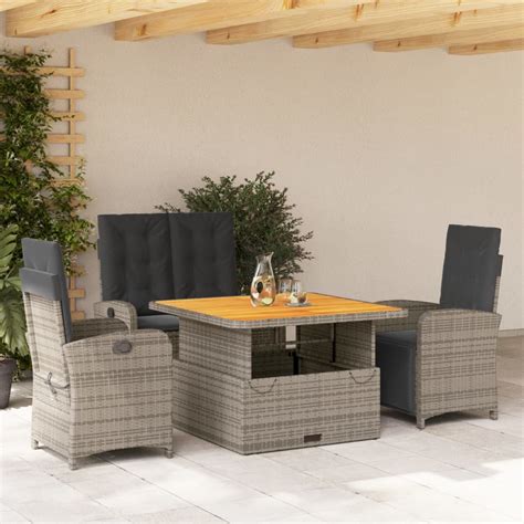 Ensemble Manger Jardin Pcs Et Coussins Gris R Sine Tress E Vidaxl