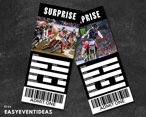 Printable Gift Motocross Tickets Editable Motocross Tickets Fake