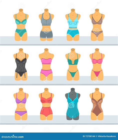 Illustration Plate De Style De Mannequins De Lingerie Femelle D Affichage Illustration De