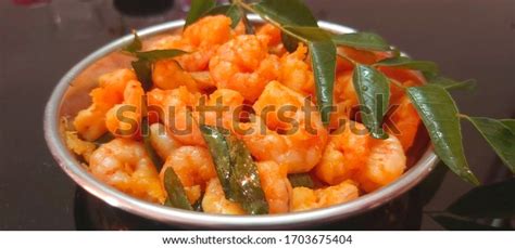 Kerala Style Prawnsshrimp Roastnadan Chemmeen Varuthathu Stock Photo