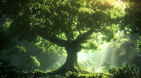 Premium Photo Majestic Ancient Tree In Lush Green Forest Canopy