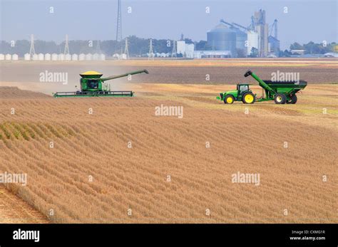 Une Moissonneuse Batteuse John Deere De La R Colte De Soja Suivi D Un