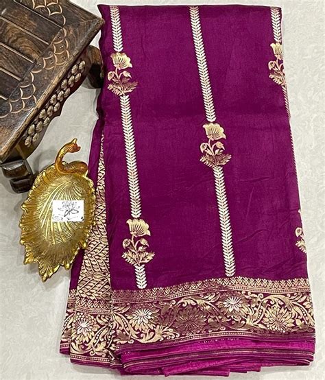 Banaras Pure Moonga Crep Silk Allover Weaving Motifs Saree