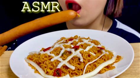 ASMR 신라면 볶음면 30cm 소시지 Shin Ramyun Stir fried Noodles 30cm Sausage 먹방