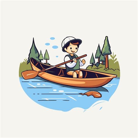 Hombre En Una Canoa En El R O Ilustraci N Vectorial De Un Hombre En Un