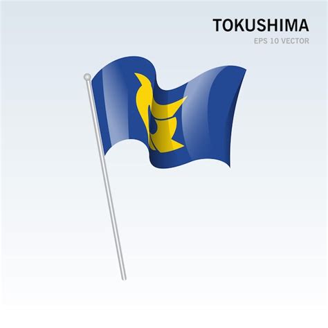 Ondeando la bandera de las prefecturas de tokushima de japón aislado