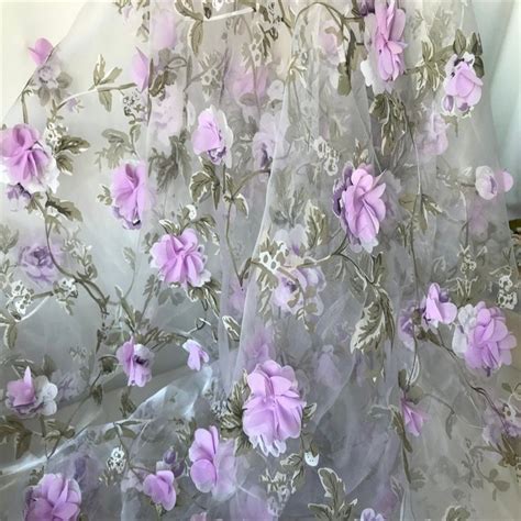 Yard D Blomster Organza Blonde Stof Chiffon Ros Grandado