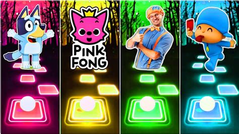 Bluey Bingovs Pinkfong Hogi Vs Blippi Vs Pocoyo Tiles Hop Edm Rush