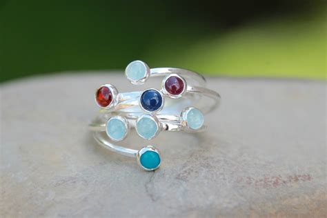 Dual Birthstone Ring. Two Stone Ring. Gemstone Couples Ring. - Etsy