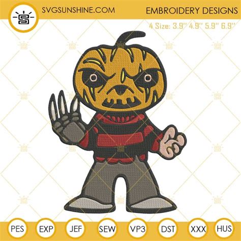 Freddy Krueger Pumpkin Head Machine Embroidery Design File