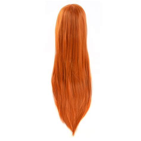 Wig Cosplay Wig Costume Wig With Bangs Long Orange Long Wig Etsy