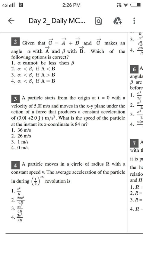 4 A Particle Moves In A Circle Of Radius R With A Constant Speed V The A