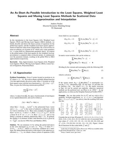 Pdf An As Short As Possible Introduction To The Least Squares