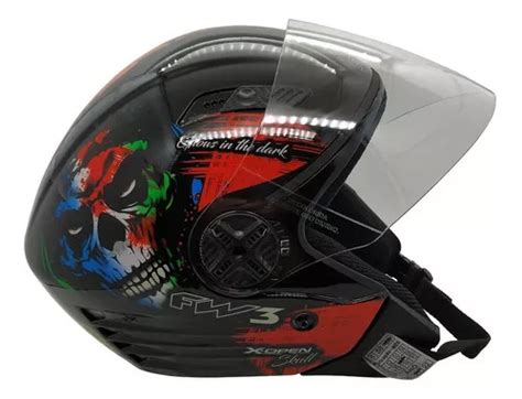 Capacete Moto Aberto Fw X Open Skull Viseira Cristal Mercadolivre