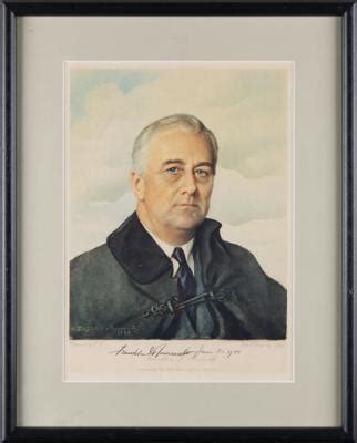 Franklin D Roosevelt Signed Print As President RR Auction