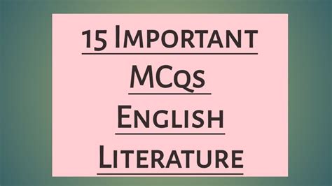 Most Important Mcqs On English Literature Ll Wbsetexam Youtube