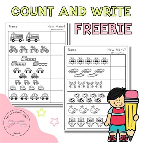 count  write freebie kindergarten  preschool math tpt