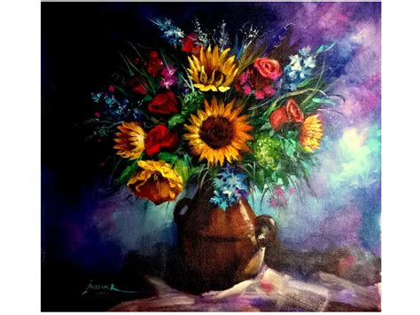 Flower Pot | Acrylic on Canvas | Painting By Aneesh Bandadka | Exotic ...