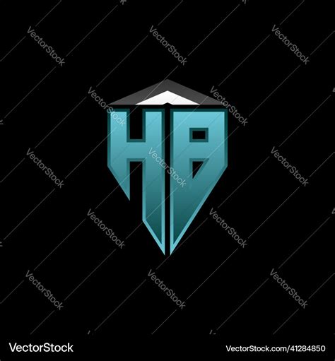 Hb Logo Shield Blue Light Style Design Royalty Free Vector