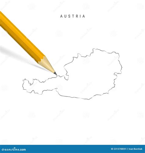 Austria Freehand Sketch Outline Vector Map Isolated On White Background