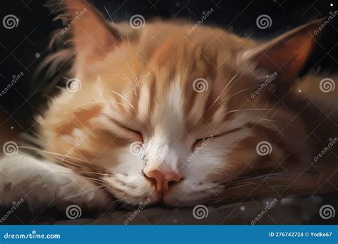 Image Of Cute Brown Tabby Cat Sleeping Pet Illustration Stock