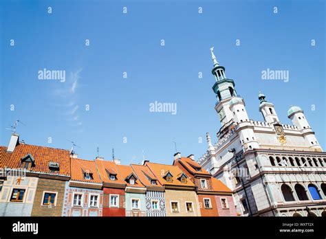 Stary Rynek Old Market Square Colorful Buildings And Town Hall In