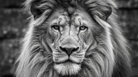 Premium Photo | Lion face black and white portrait of a lion