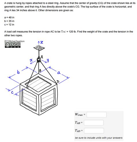 A Crate Is Hung By Ropes Attached To A Steel Ring Chegg