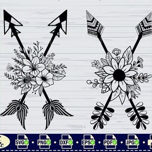 Arrow Flower Svg Arrows And Feather Arrow And Flowers Cut File