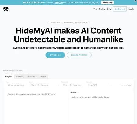 HideMyAI AI Tool Info Reviews Alternatives Sayhi2 Ai