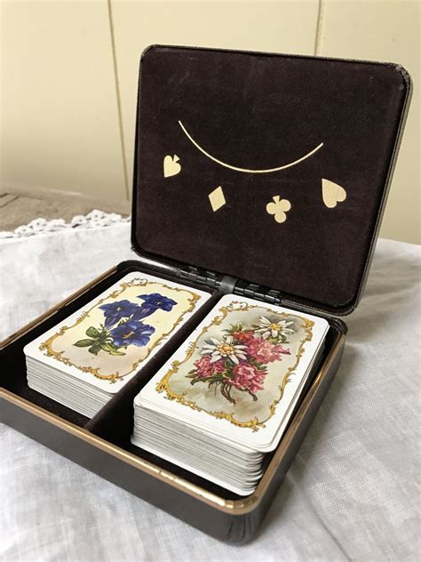 Vintage Playing Card Box Travel Playing Card Case Miniature Etsy