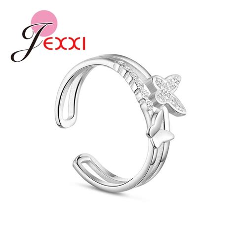 Anillos de plata de ley 925 con forma de mariposa para mujer joyería