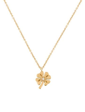 K Diamond Four Leaf Clover Pendant Necklace Necklaces Neckl