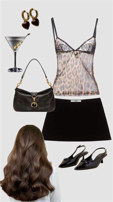 Outfit Nightout Nightaesthetic Nightout Miniskirt Printed Leopardprint Brunette