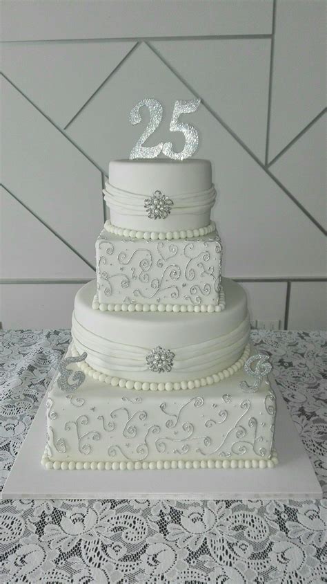 Torta Bodas De Plata Silver Cake 25th Wedding Anniversary Party Wedding Anniversary Cakes