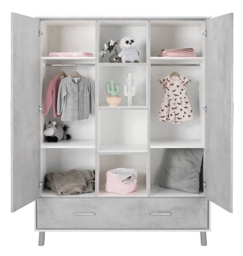 Schardt Armoire B B Portes Bois Laqu Gris Et Blanc Coco