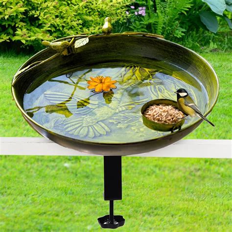 Amazon Qipade Deck Mounted Bird Bath Inch Metal Bird Baths