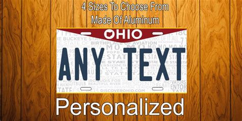 Ohio License Plate Personalized Ohio Novelty License Plate Any Text 4 Sizes Etsy