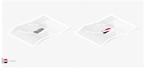 Premium Vector Set Of Two Realistic Map Of Yemen With Shadow The Flag