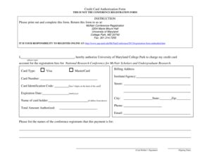 Fillable Online Aap Umd Credit Card Authorization Form INSTRUCTION